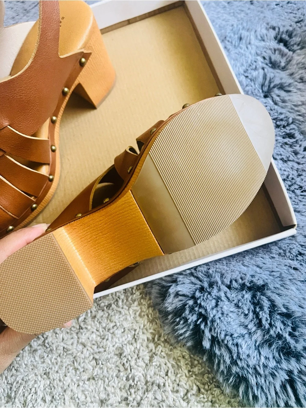 Maison Jules Brown Studded Platform Sandals